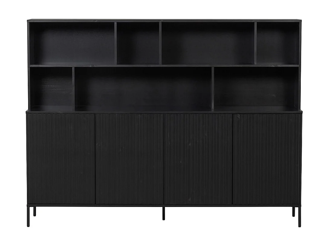 New Gravure - Buffet en bois 7 niches L200cm - Noir