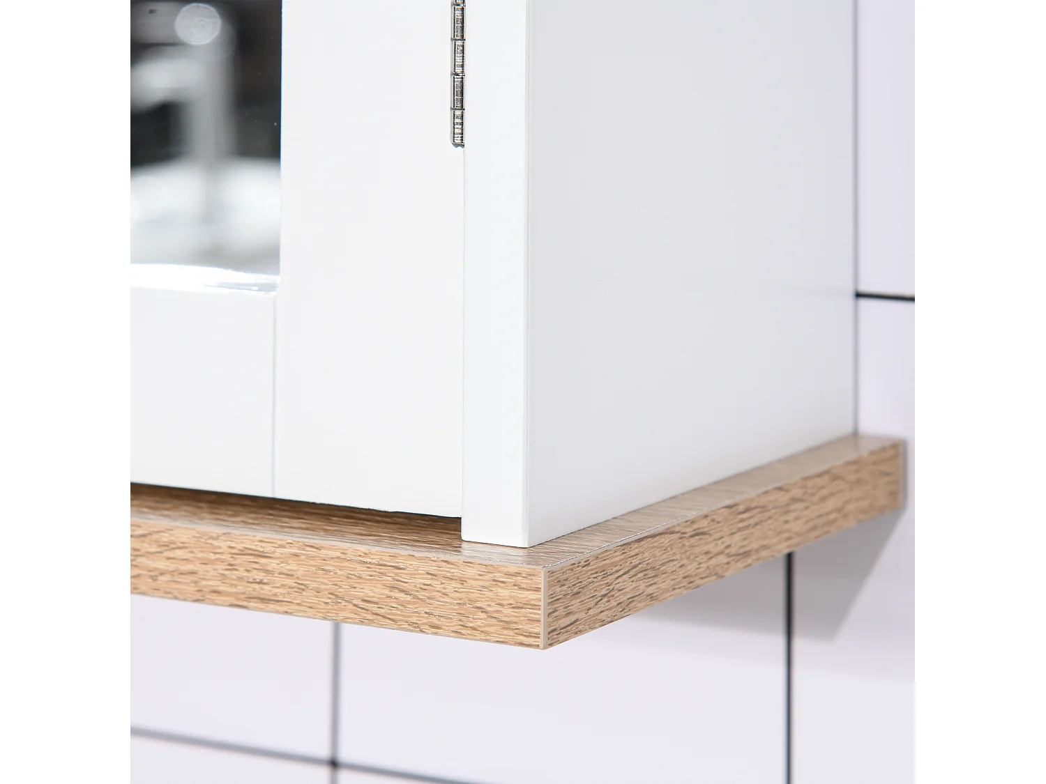 Armoire murale de salle de bain avec étagère réglable et 2 portes avec miroir en MDF - dim. 56I x 14P x 46H cm