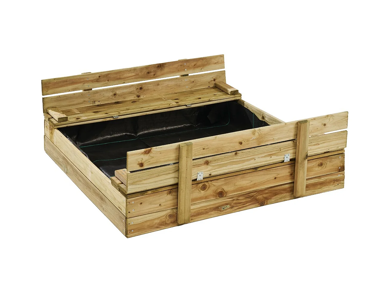 KANGUI - Bac à sable en bois PEFC avec couvercle et bancs