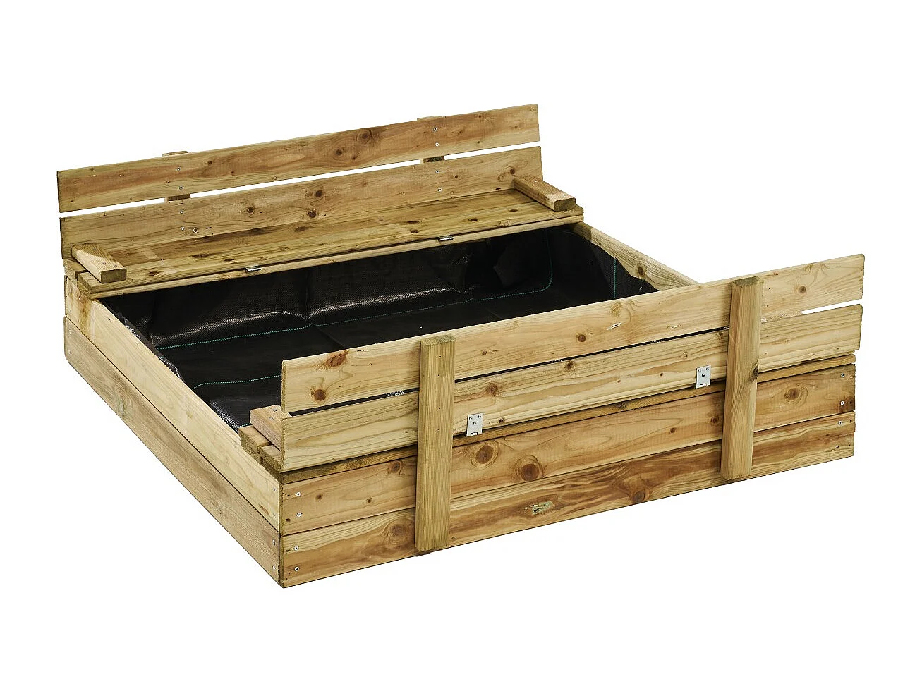 KANGUI - Bac à sable en bois PEFC avec couvercle et bancs