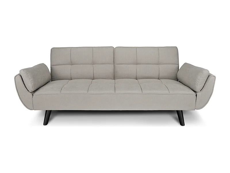 Divano letto clic clac in tessuto vellutato tortora - Ambra piede legno nero