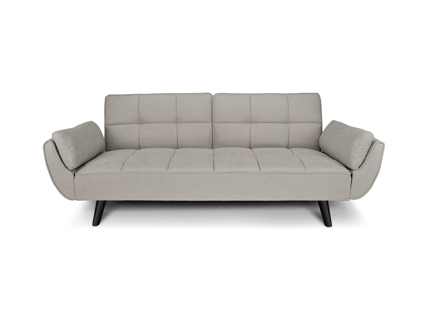 Divano letto clic clac in tessuto vellutato tortora - Ambra piede legno nero