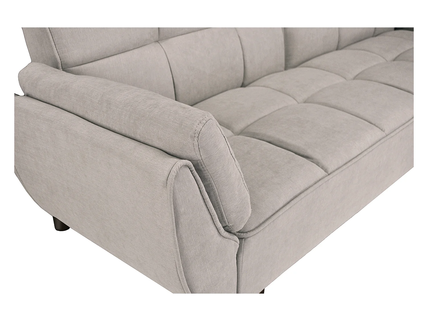 Divano letto clic clac in tessuto vellutato tortora - Ambra piede legno nero