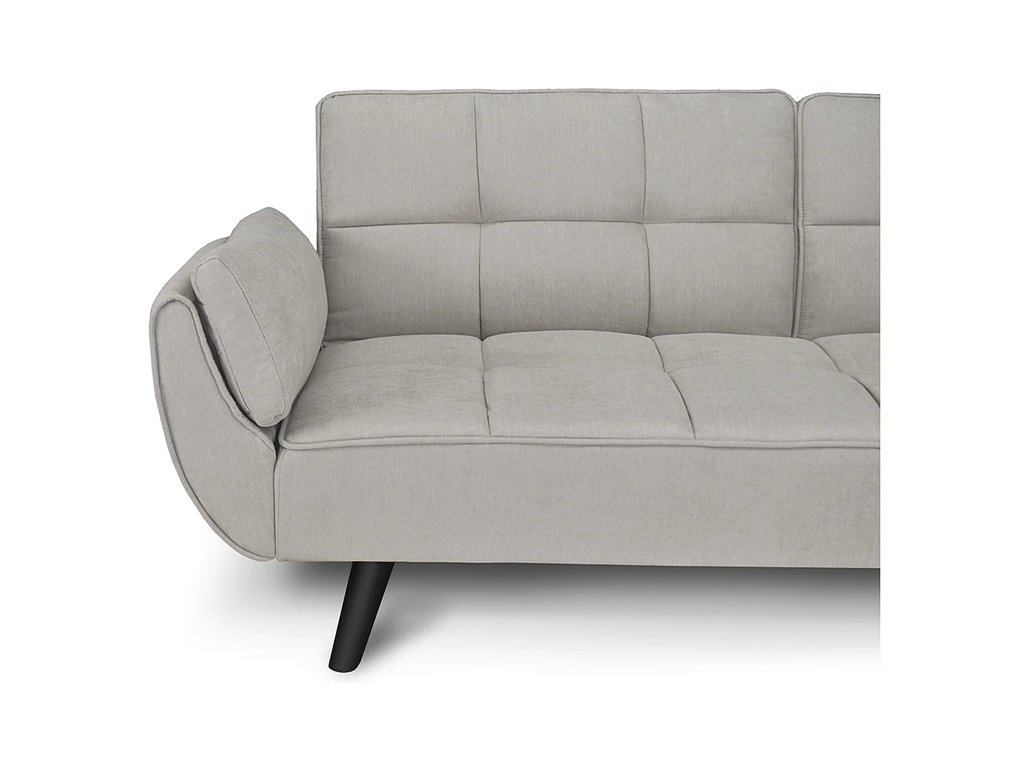 Divano letto clic clac in tessuto vellutato tortora - Ambra piede legno nero