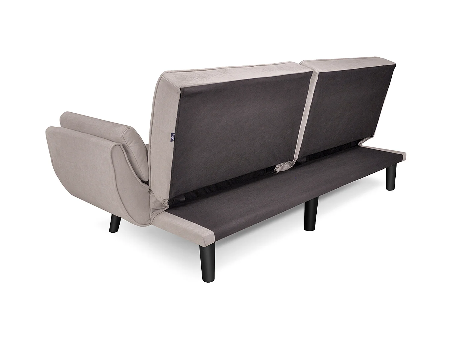 Divano letto clic clac in tessuto vellutato tortora - Ambra piede legno nero