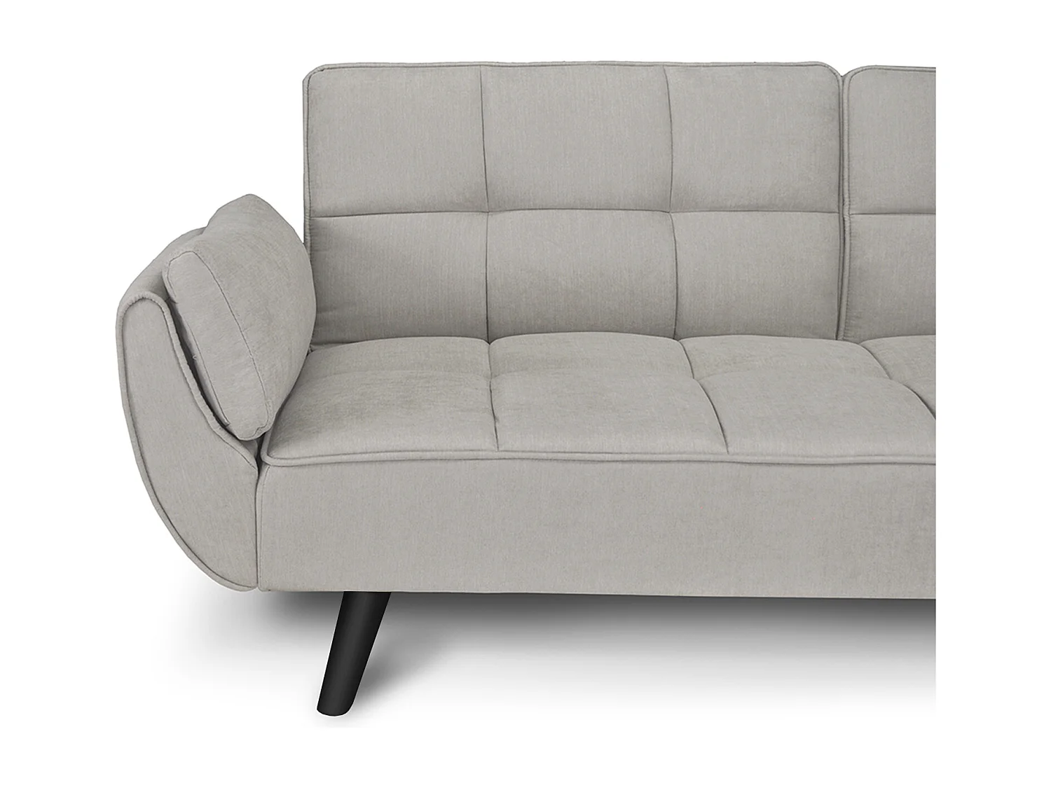 Divano letto clic clac in tessuto vellutato tortora - Ambra piede legno nero