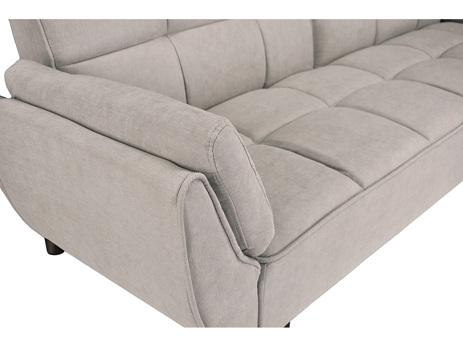 Divano letto clic clac in tessuto vellutato tortora - Ambra piede legno nero