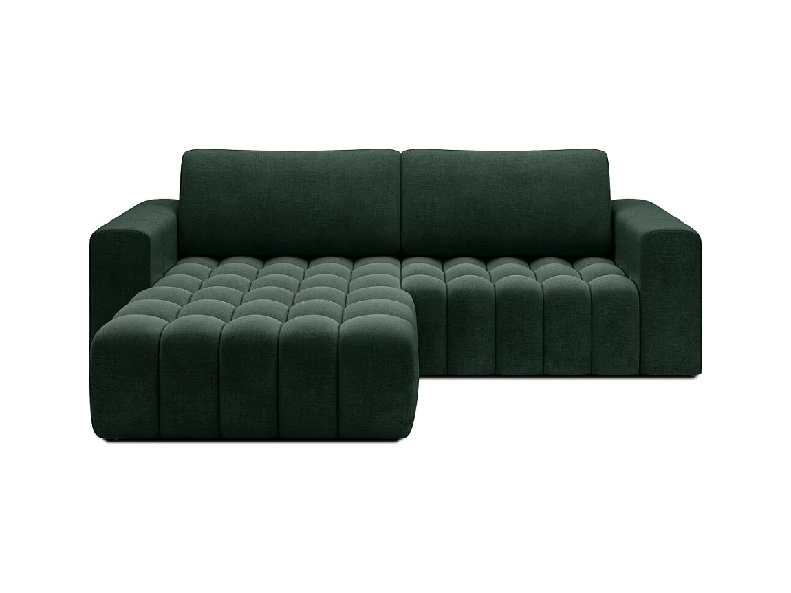 Canapé d'angle gauche 3 places ASSIA convertible en tissu - Vert foncé