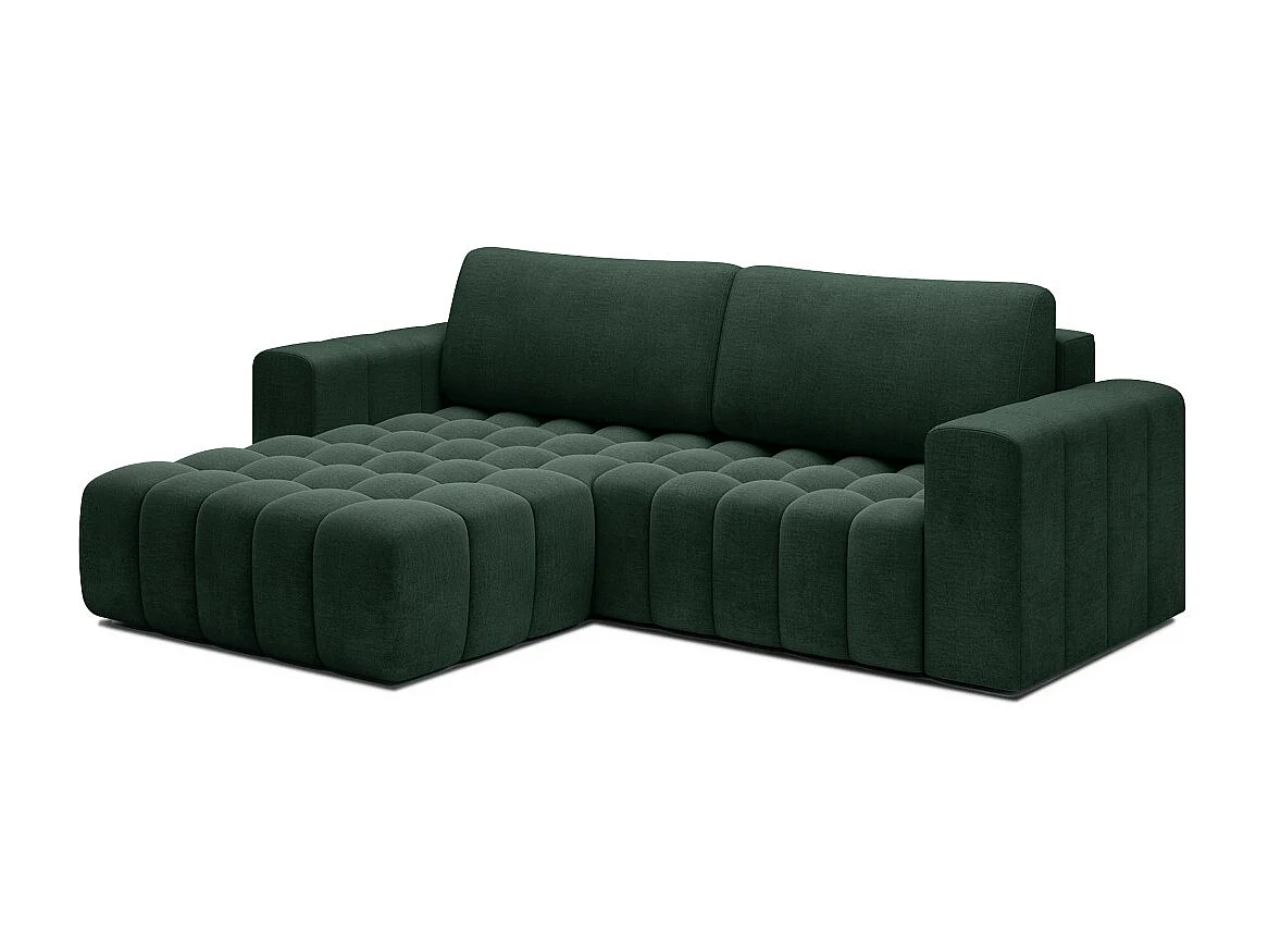 Canapé d'angle gauche 3 places ASSIA convertible en tissu - Vert foncé