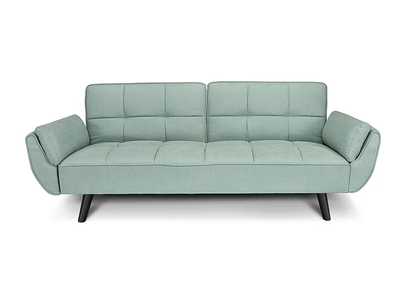 Divano letto clic clac in tessuto vellutato verde tiffany - Ambra piede legno nero