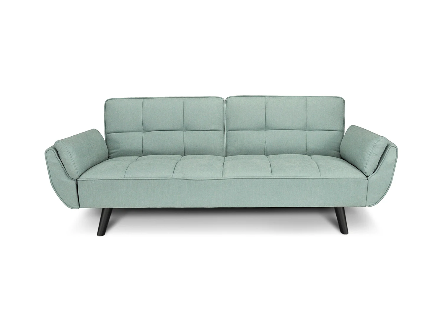 Divano letto clic clac in tessuto vellutato verde tiffany - Ambra piede legno nero