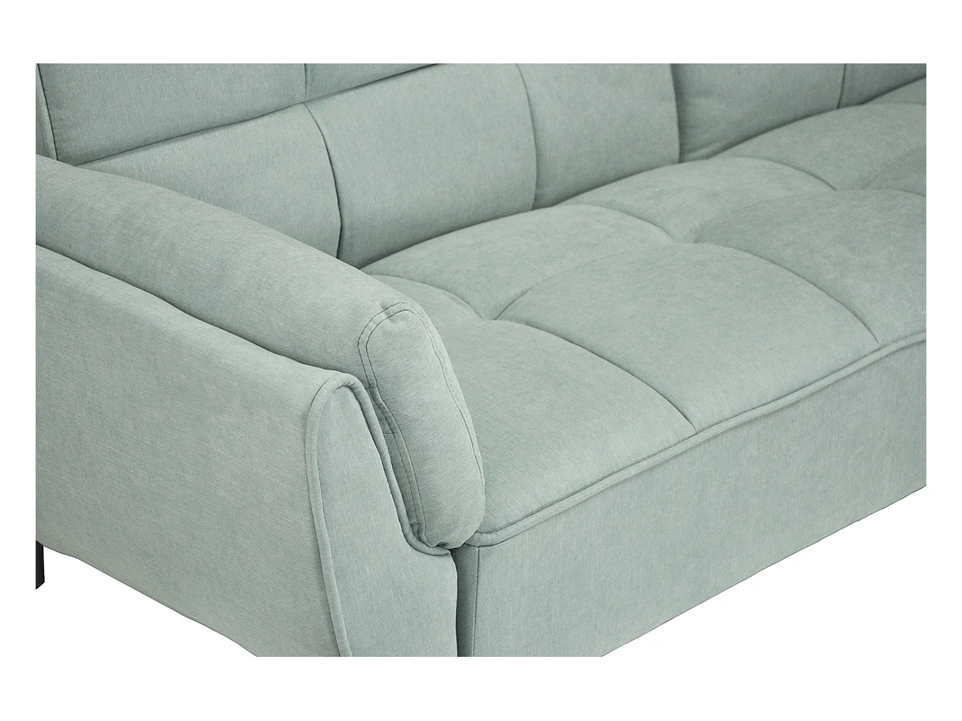 Divano letto clic clac in tessuto vellutato verde tiffany - Ambra piede legno nero