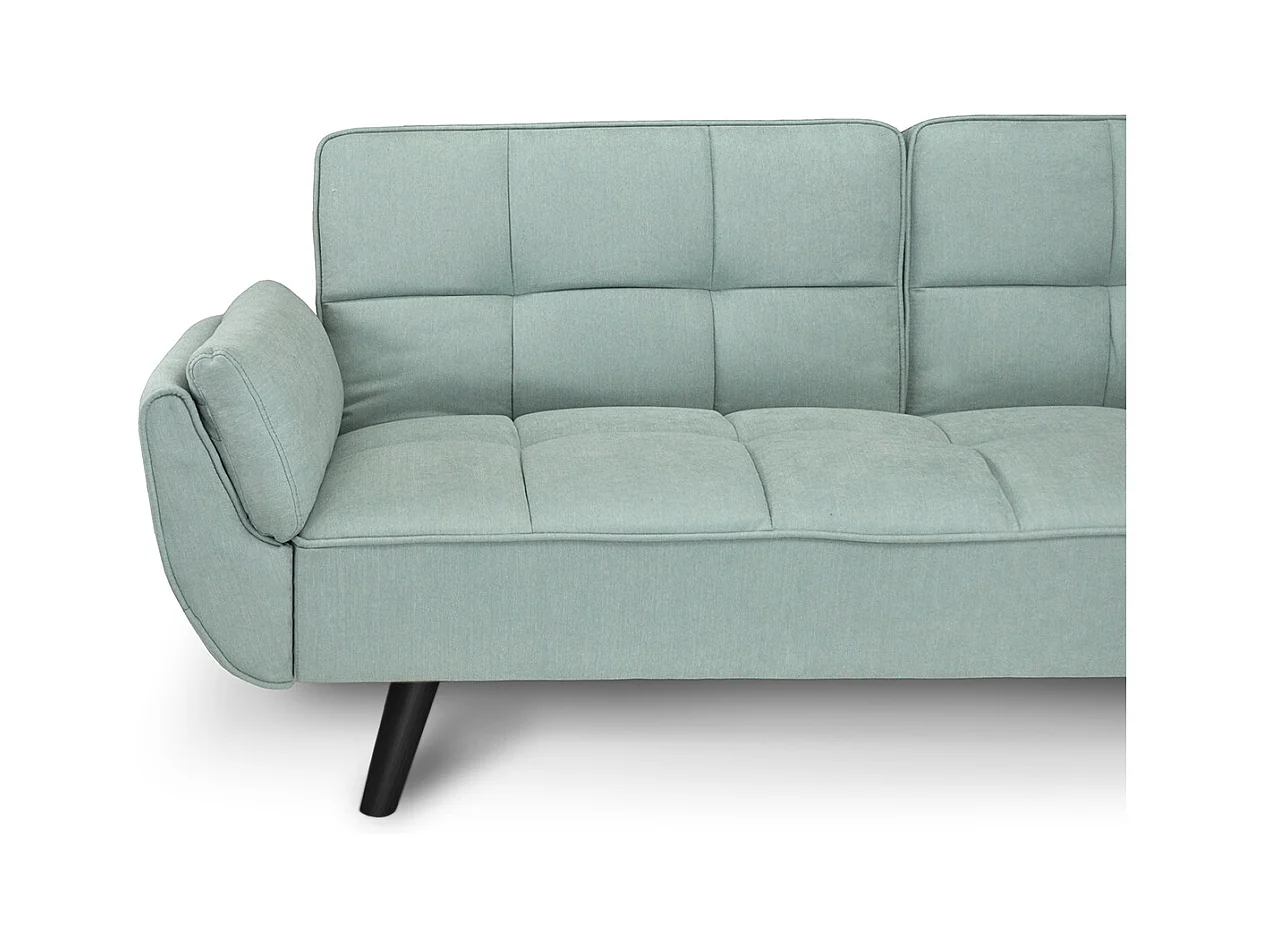 Divano letto clic clac in tessuto vellutato verde tiffany - Ambra piede legno nero