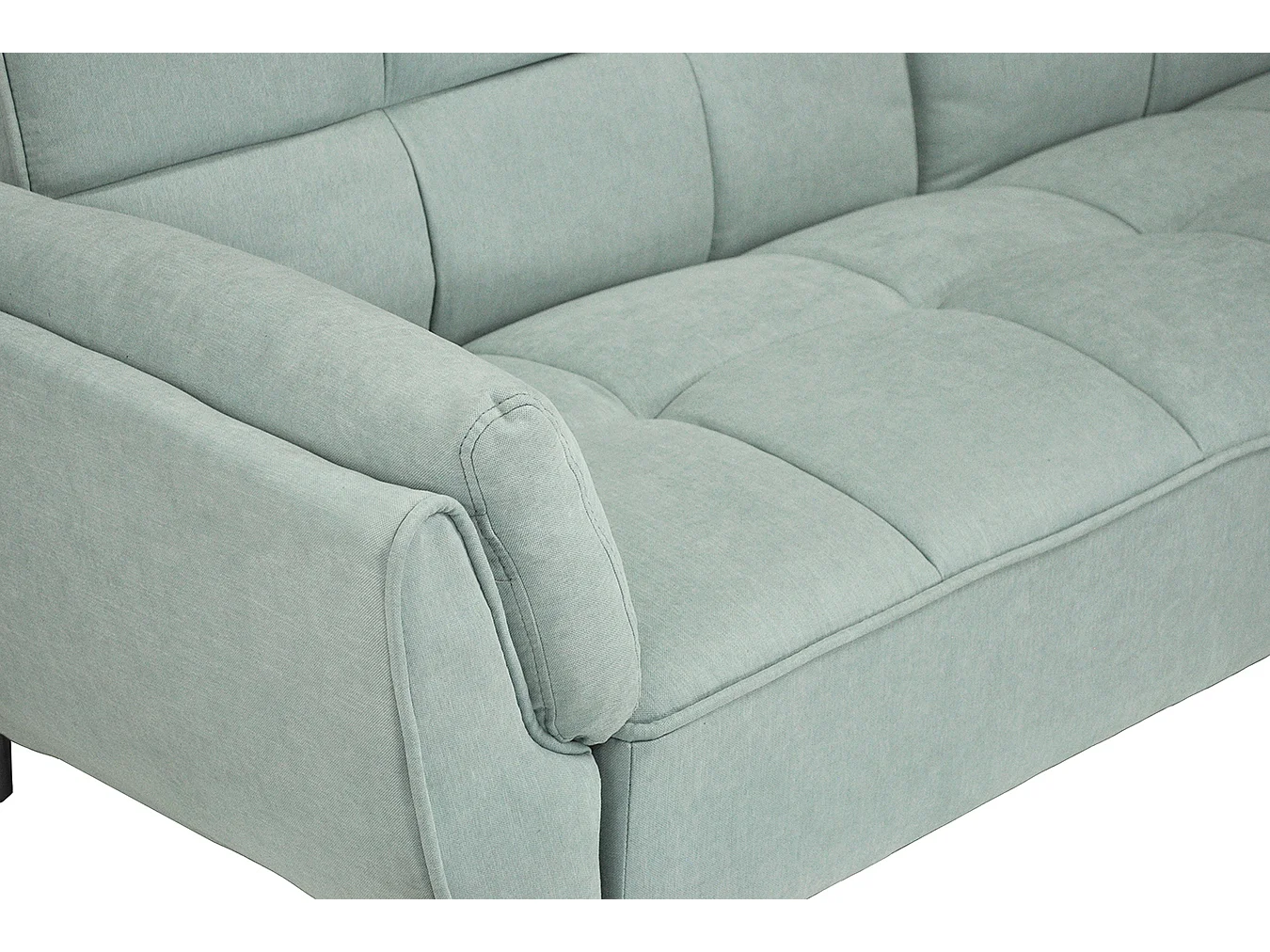 Divano letto clic clac in tessuto vellutato verde tiffany - Ambra piede legno nero