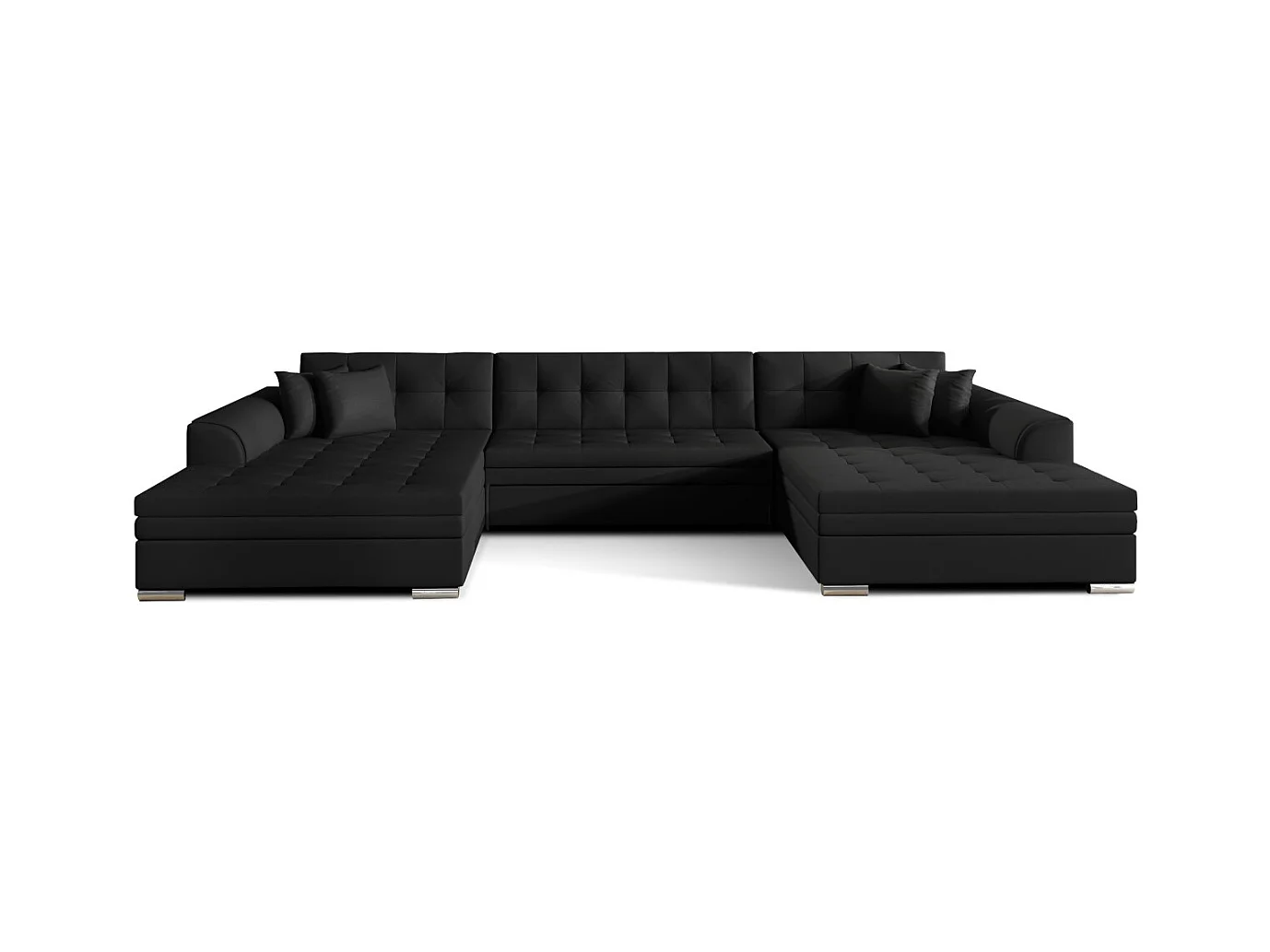 Canapé d'angle panoramique 5 places RIMA convertible en simili - Noir