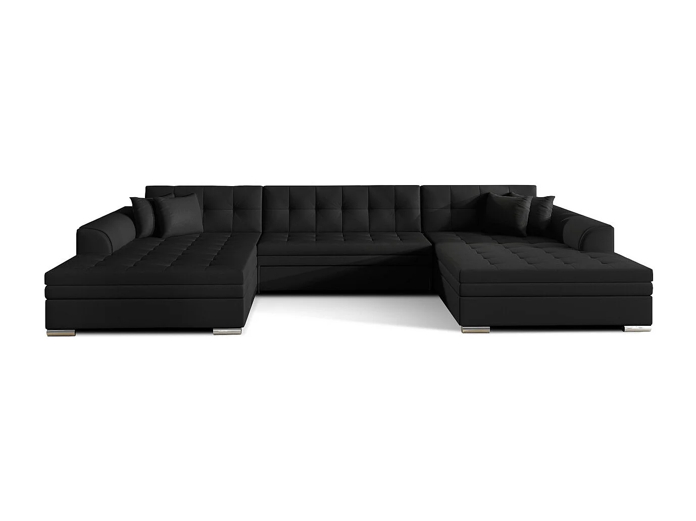 Canapé d'angle panoramique 5 places RIMA convertible en simili - Noir