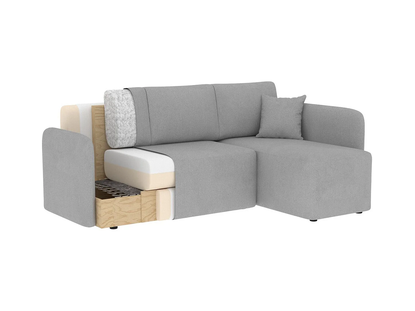 Petit canapé d'angle convertible 3 places tissu vert Takin 206cm-Méridienne A droite