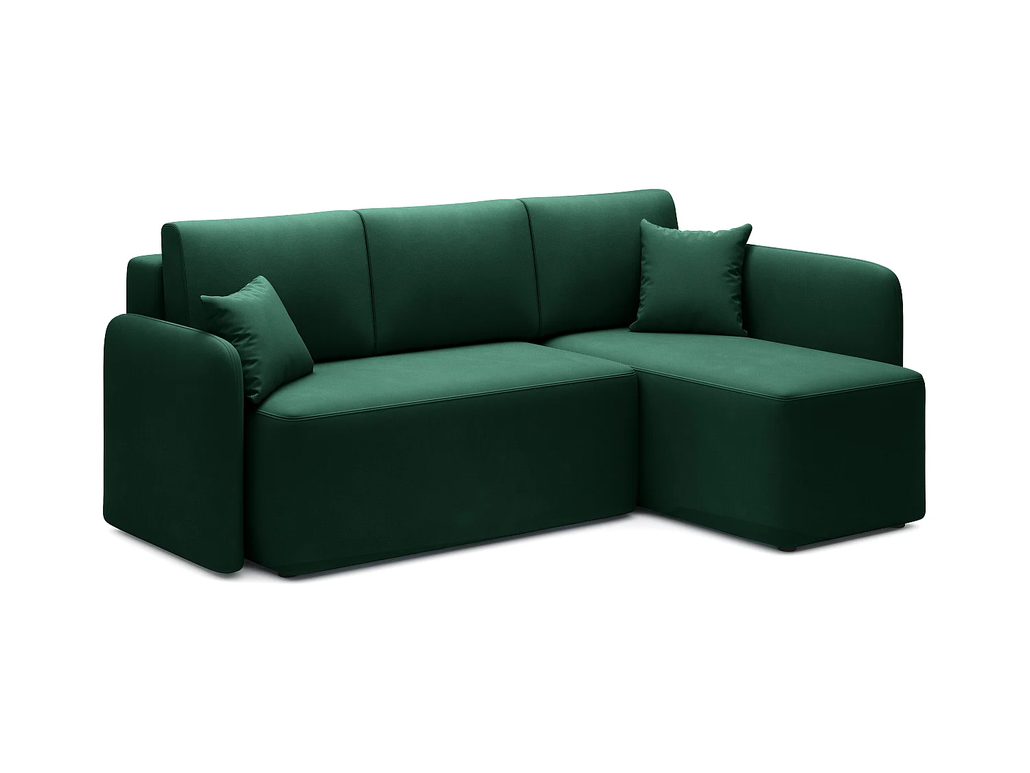 Petit canapé d'angle convertible 3 places tissu vert Takin 206cm-Méridienne A droite