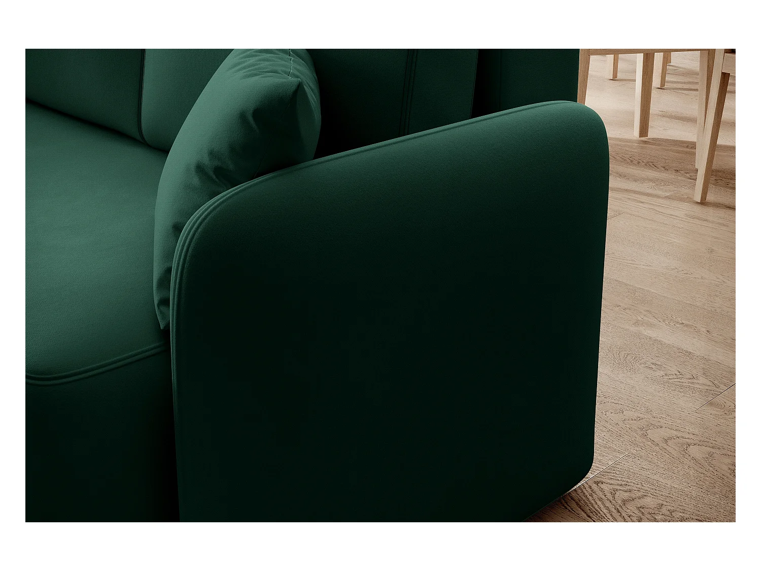 Petit canapé d'angle convertible 3 places tissu vert Takin 206cm-Méridienne A droite