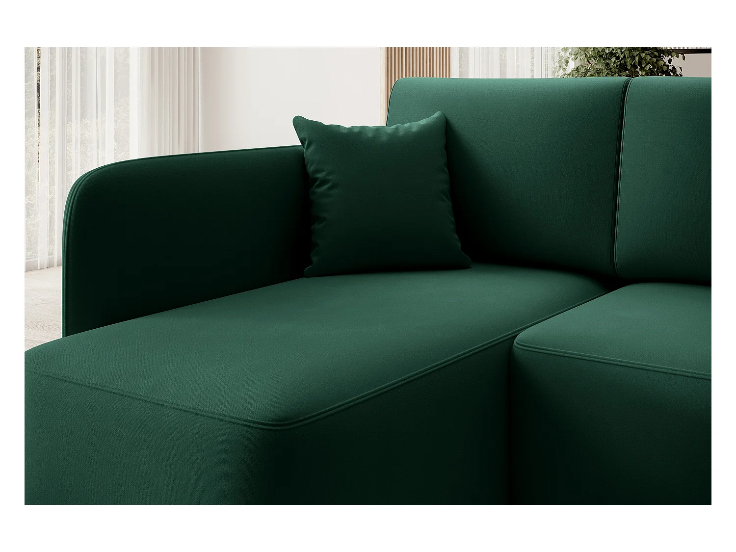 Petit canapé d'angle convertible 3 places tissu vert Takin 206cm-Méridienne A droite