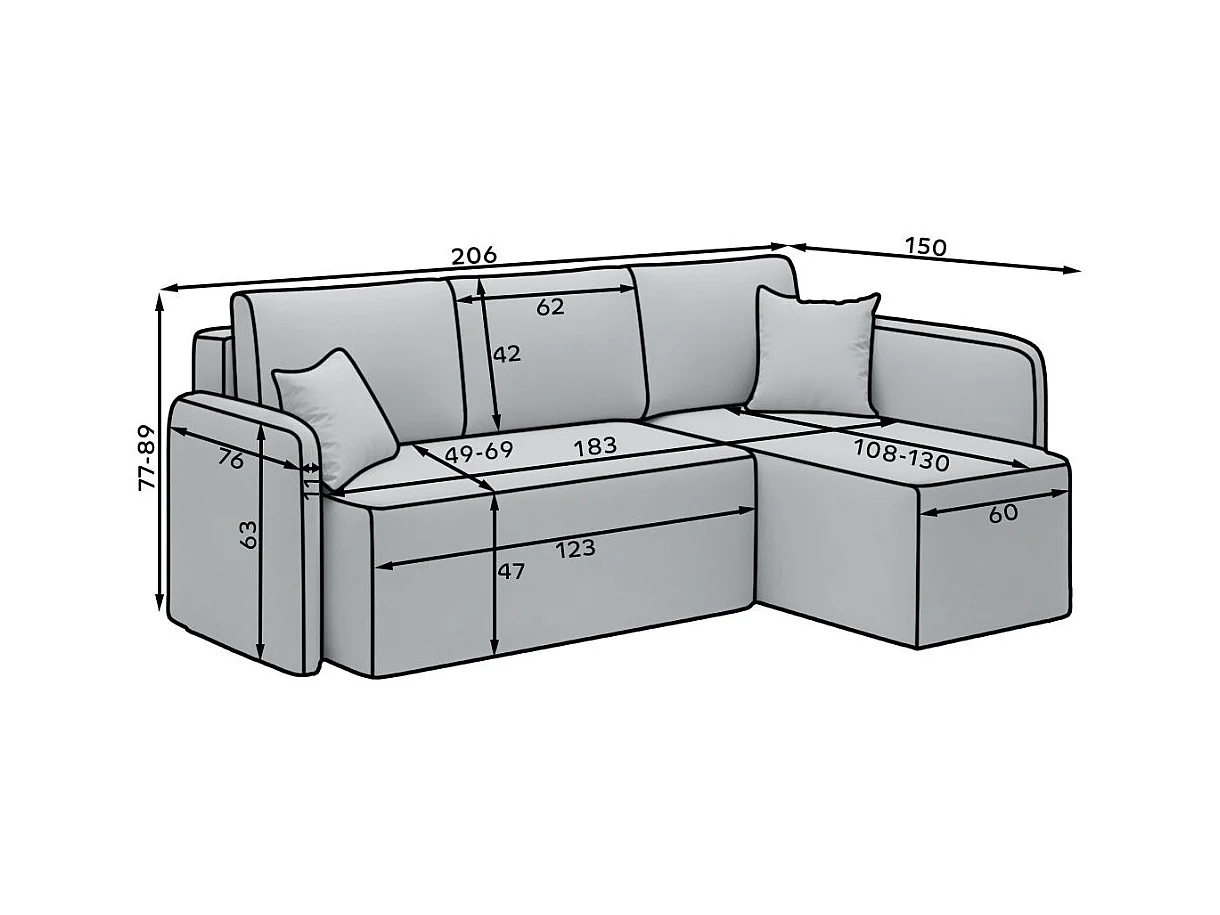 Petit canapé d'angle convertible 3 places tissu vert Takin 206cm-Méridienne A droite