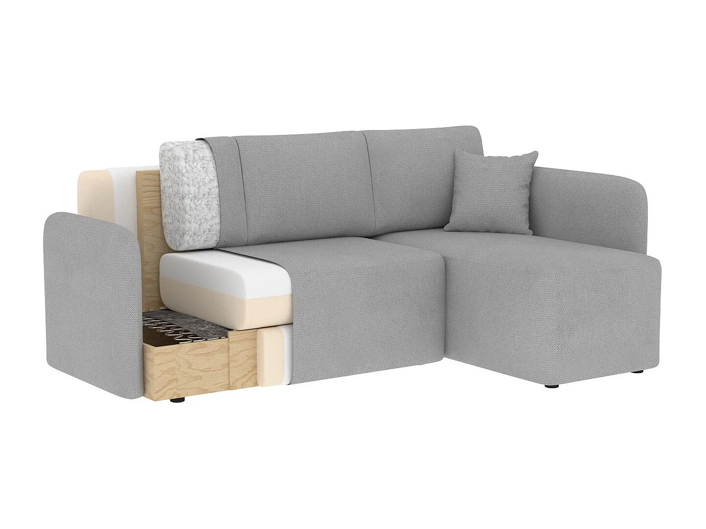 Petit canapé d'angle convertible 3 places tissu vert Takin 206cm-Méridienne A droite