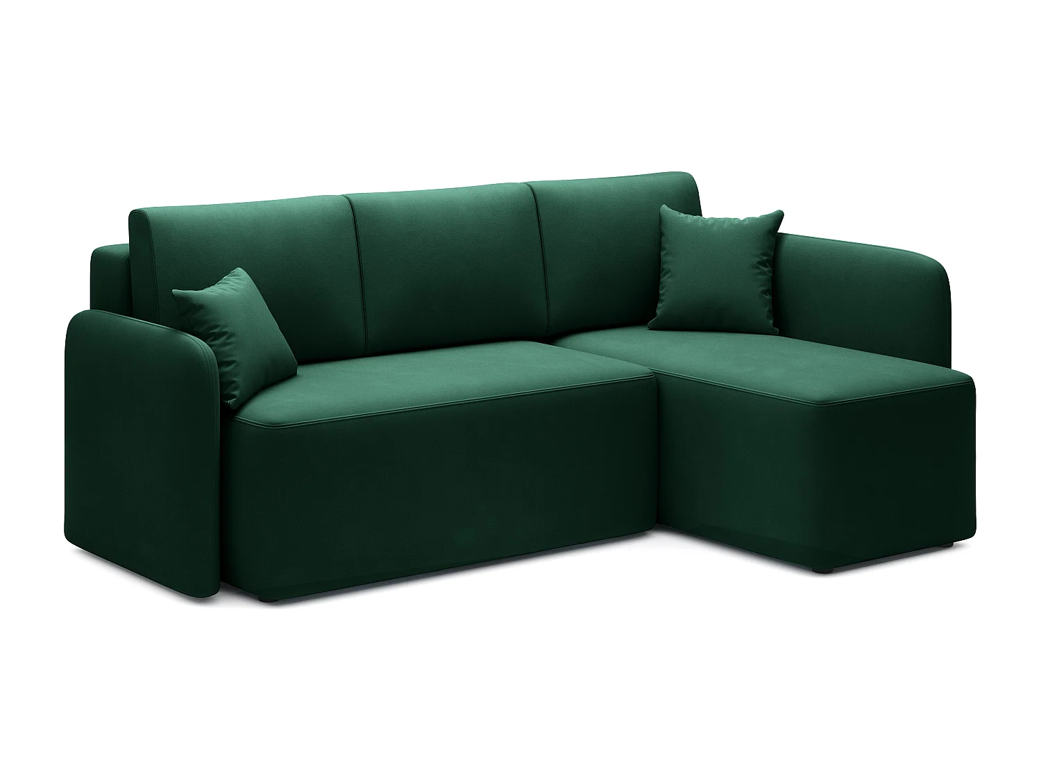 Petit canapé d'angle convertible 3 places tissu vert Takin 206cm-Méridienne A droite