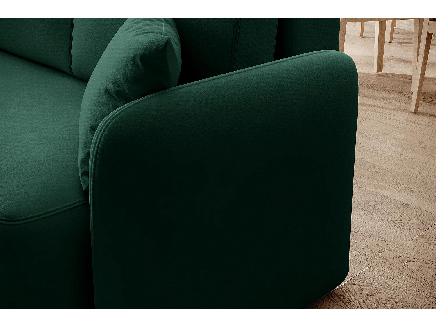 Petit canapé d'angle convertible 3 places tissu vert Takin 206cm-Méridienne A droite