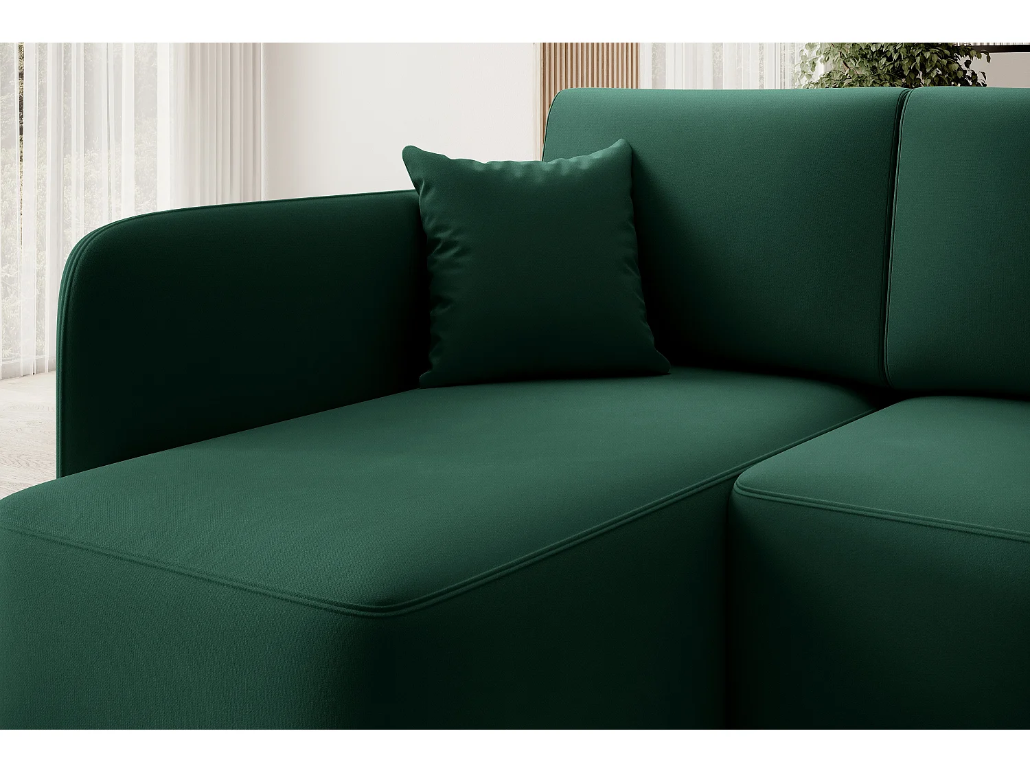 Petit canapé d'angle convertible 3 places tissu vert Takin 206cm-Méridienne A droite