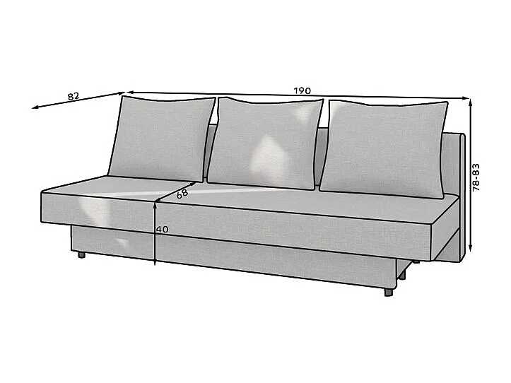 Canapé droit 3 places SAMARA convertible en tissu - Gris anthracite