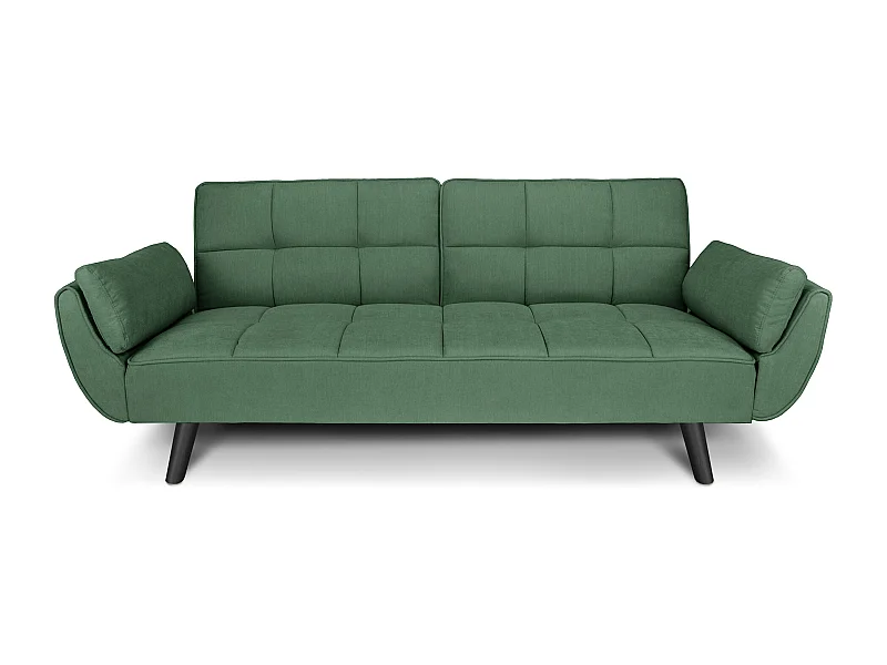 Divano letto clic clac in tessuto vellutato verde abete - Ambra piede legno nero