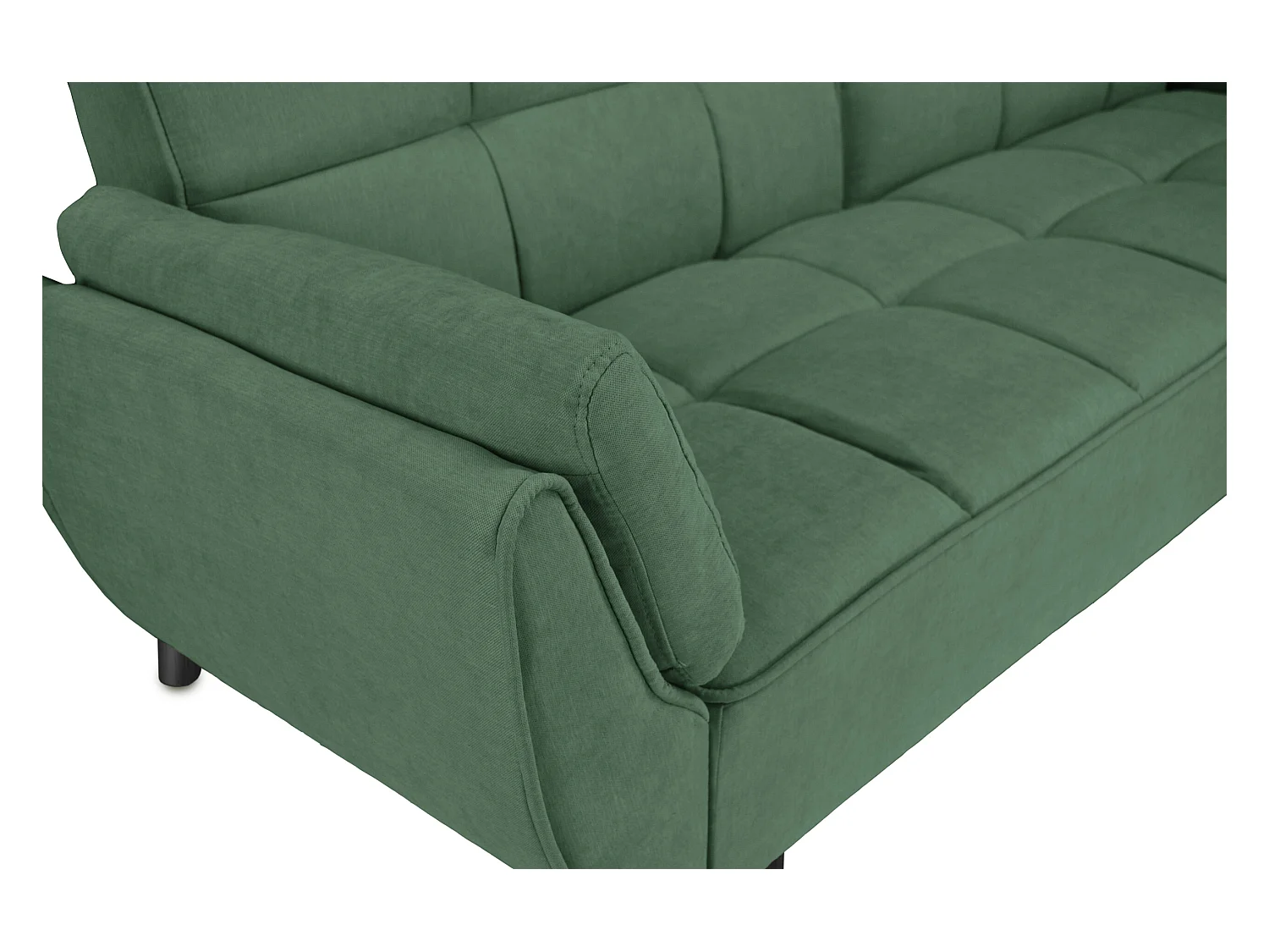 Divano letto clic clac in tessuto vellutato verde abete - Ambra piede legno nero