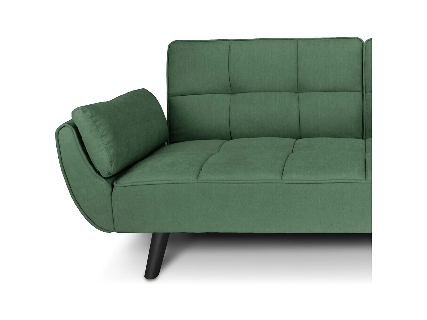 Divano letto clic clac in tessuto vellutato verde abete - Ambra piede legno nero