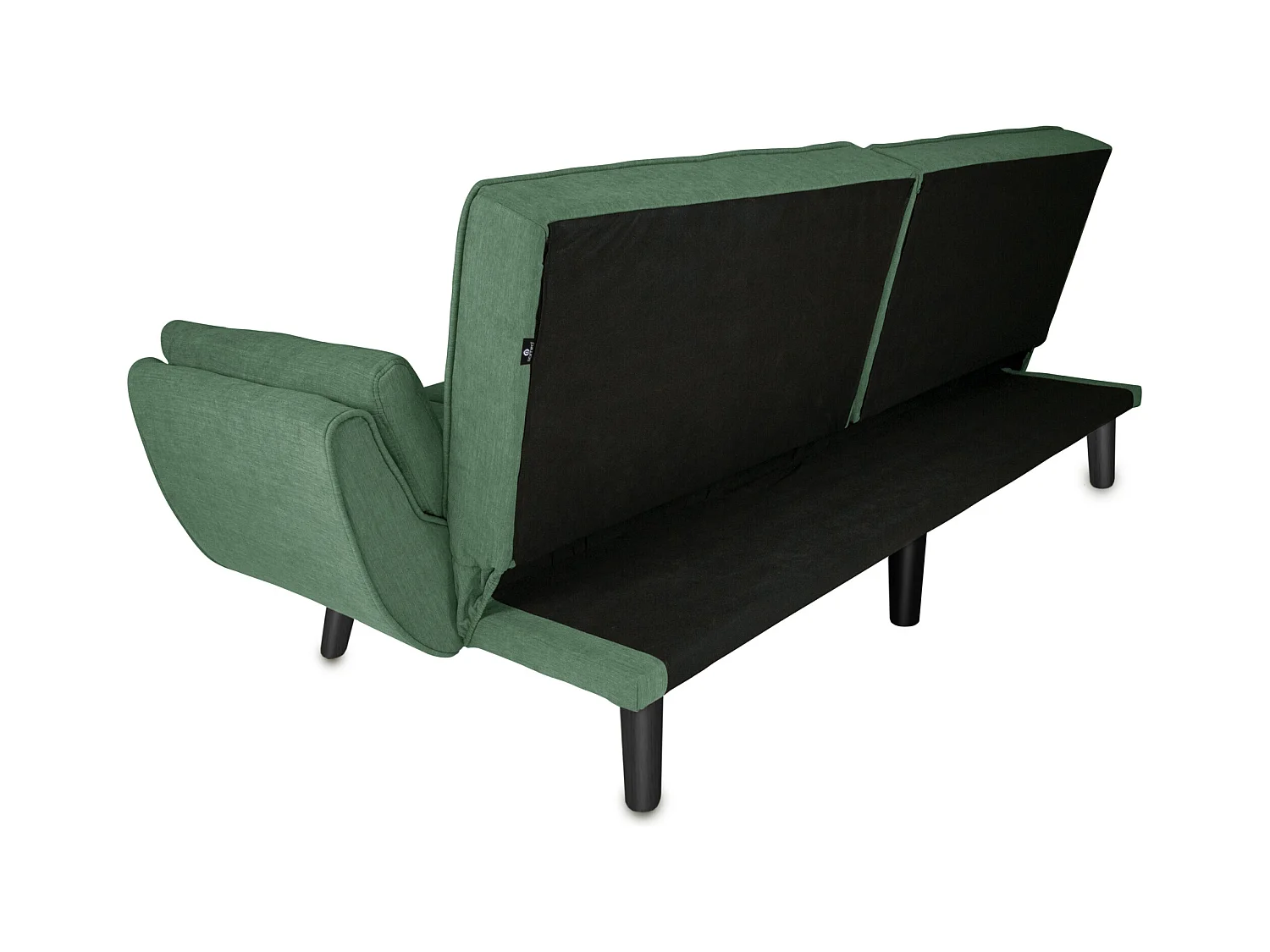 Divano letto clic clac in tessuto vellutato verde abete - Ambra piede legno nero