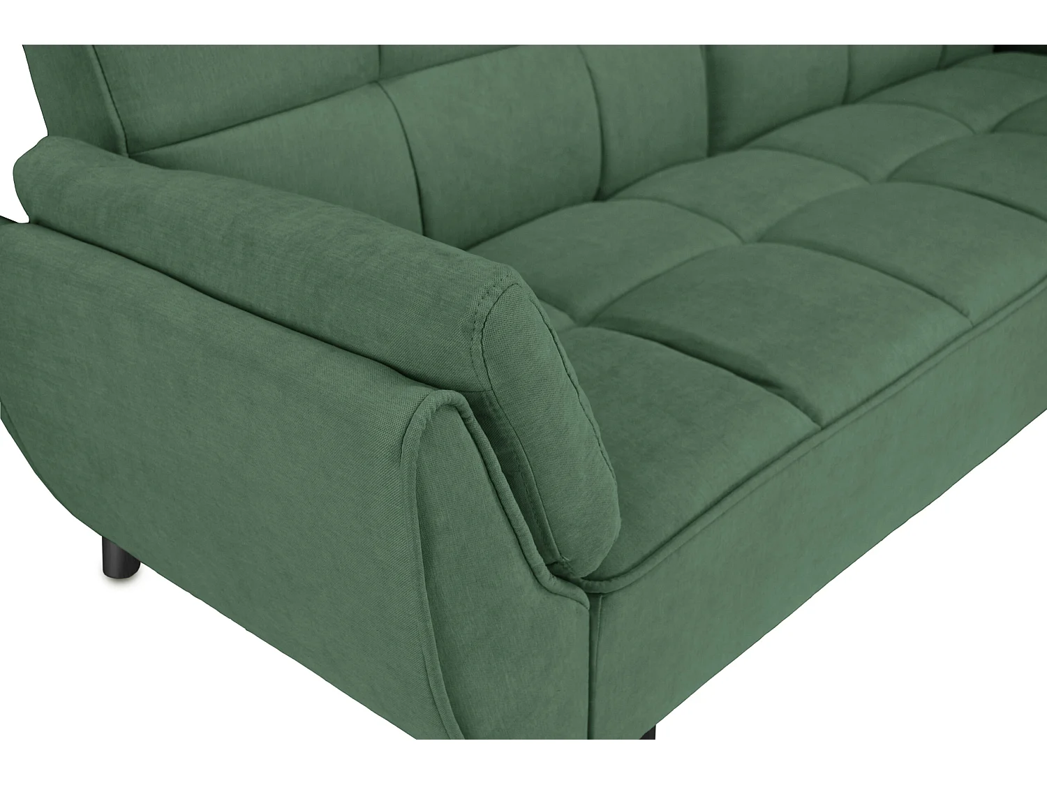 Divano letto clic clac in tessuto vellutato verde abete - Ambra piede legno nero