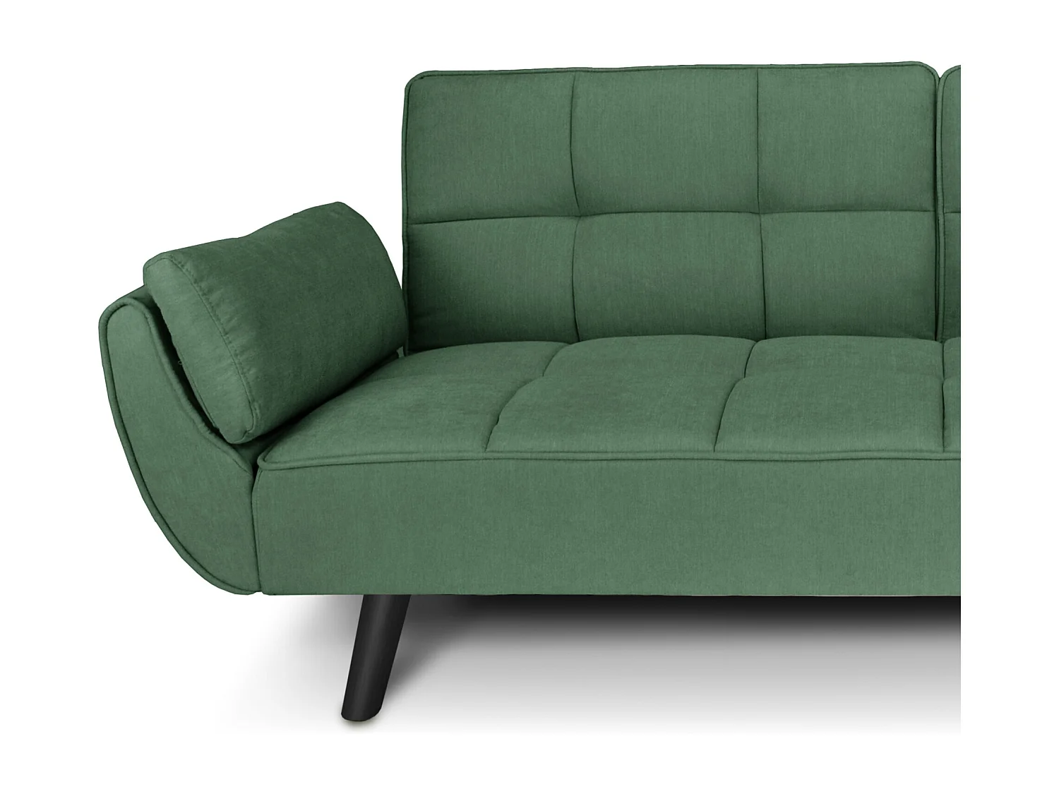 Divano letto clic clac in tessuto vellutato verde abete - Ambra piede legno nero