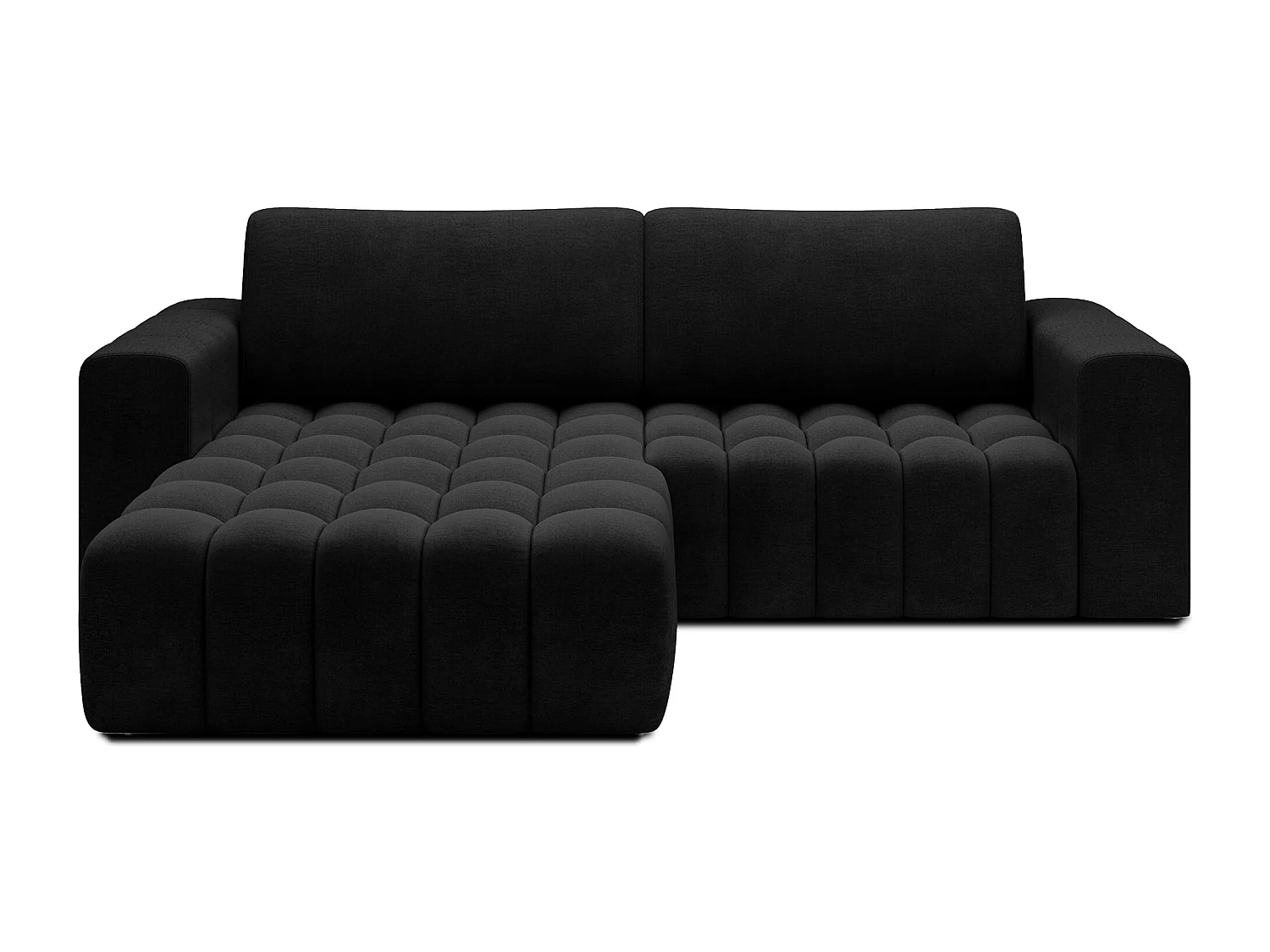 Canapé d’angle velours capitonné BOZEN – Convertible et rangement-Gris anthracite-angle gauche