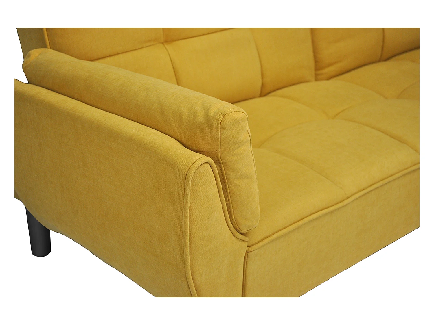 Divano letto clic clac in tessuto vellutato giallo - Ambra piede legno nero