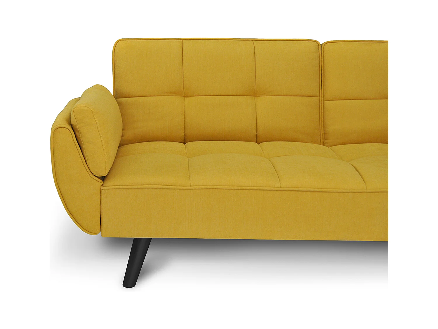 Divano letto clic clac in tessuto vellutato giallo - Ambra piede legno nero