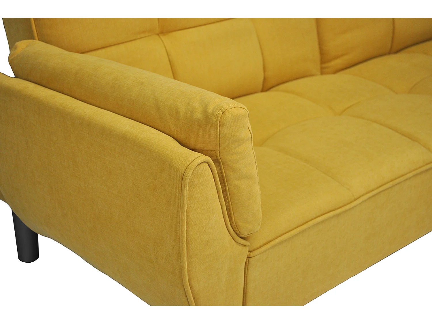 Divano letto clic clac in tessuto vellutato giallo - Ambra piede legno nero
