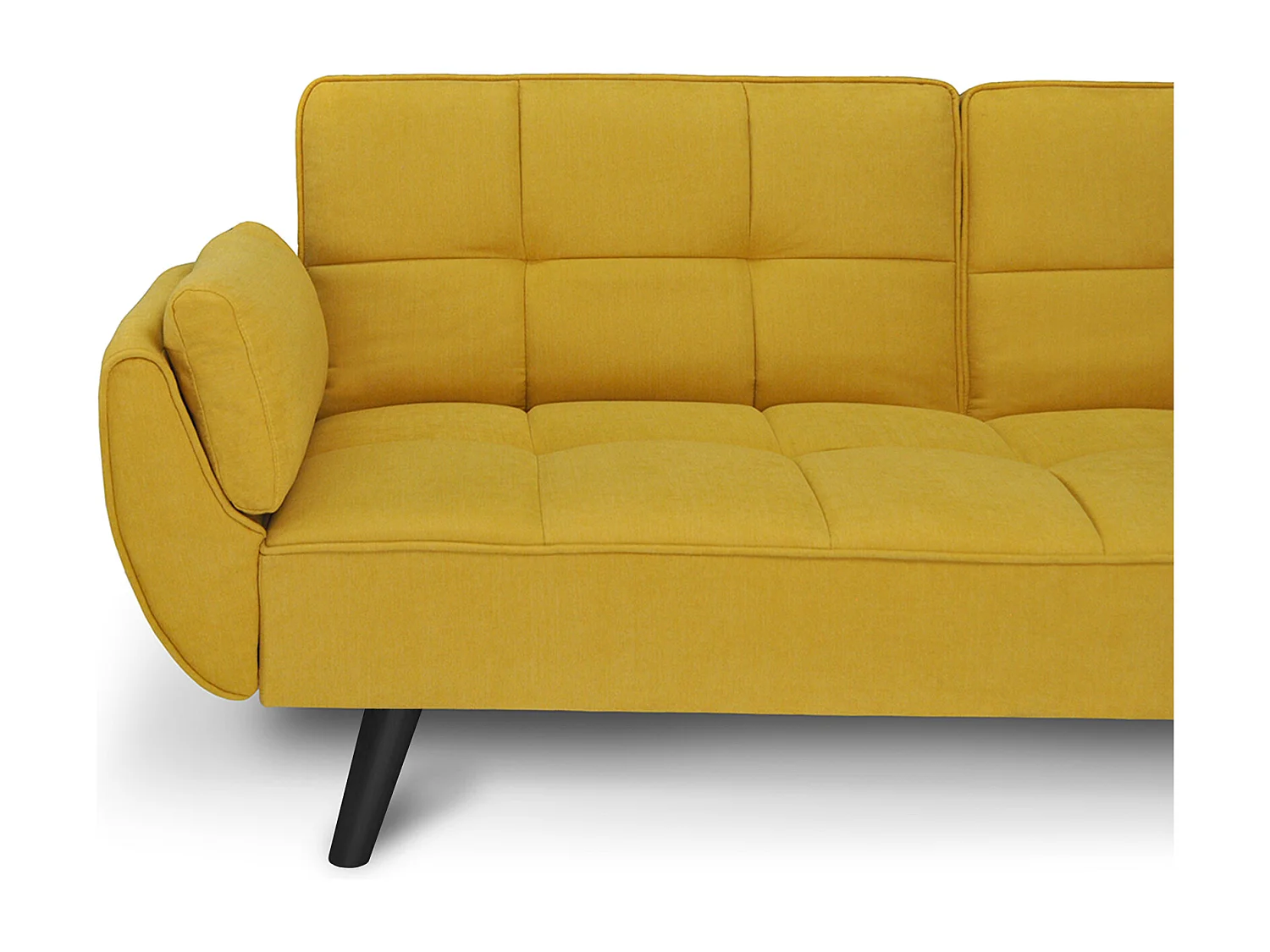 Divano letto clic clac in tessuto vellutato giallo - Ambra piede legno nero