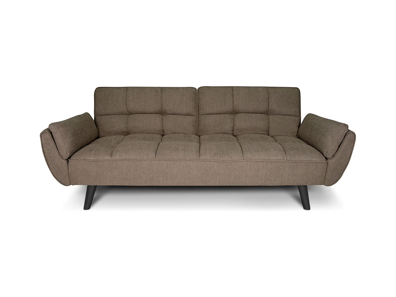 Divano letto clic clac in tessuto vellutato marrone - Ambra piede legno nero