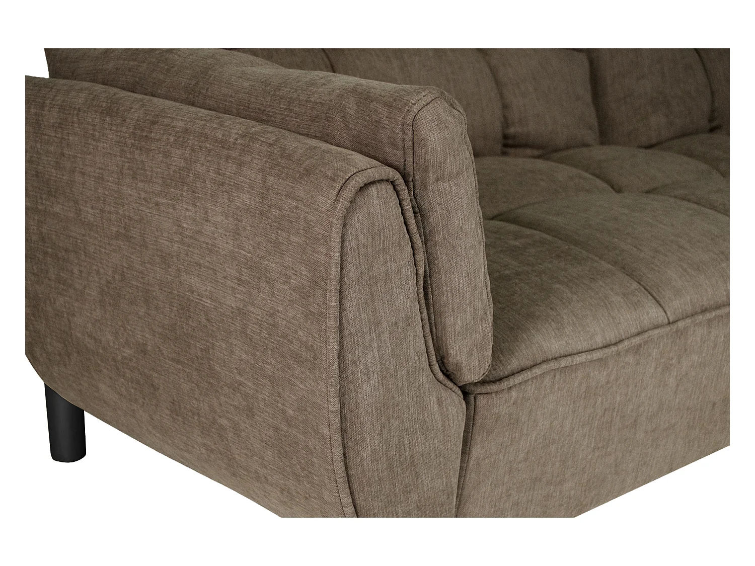 Divano letto clic clac in tessuto vellutato marrone - Ambra piede legno nero