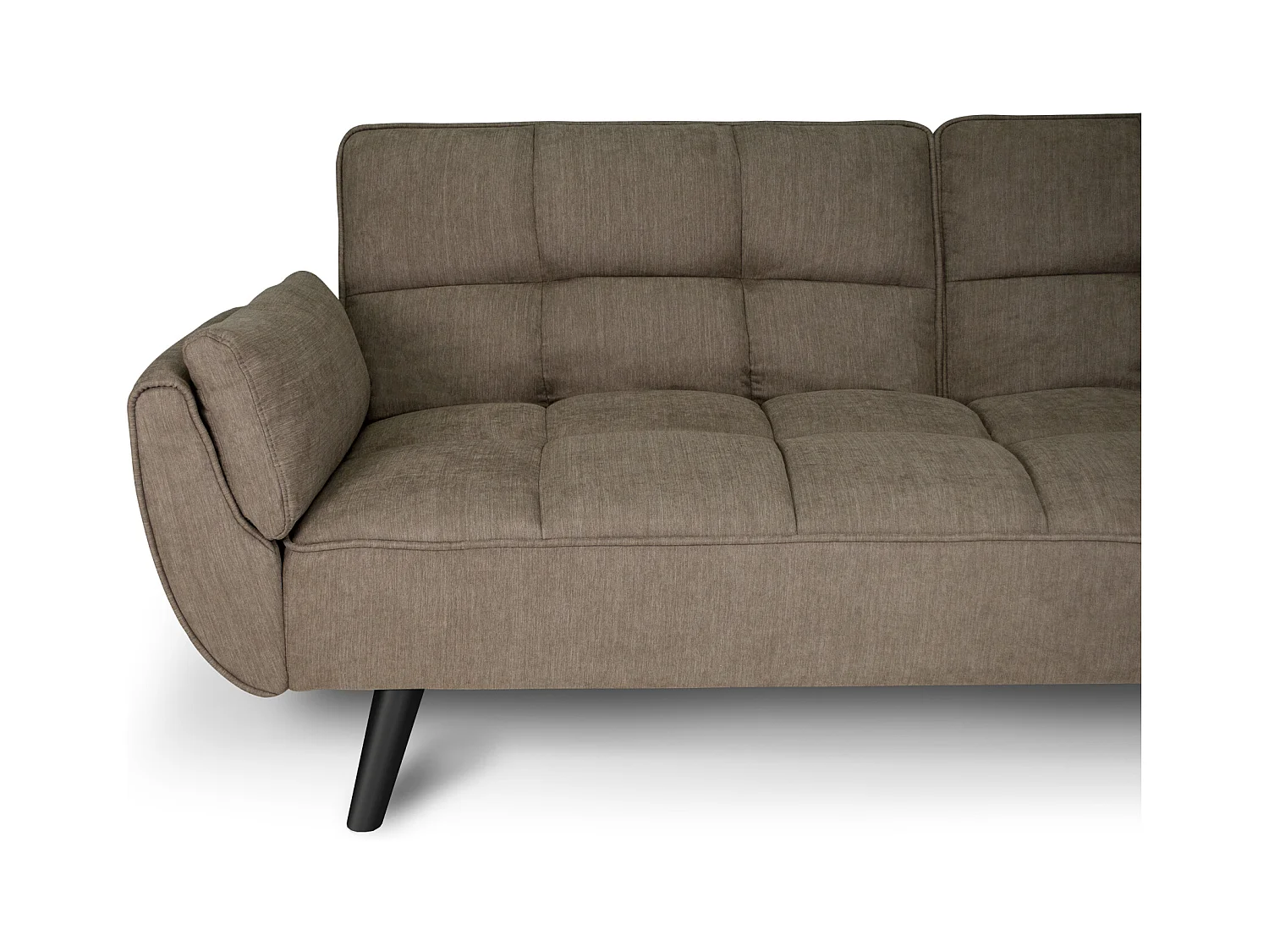 Divano letto clic clac in tessuto vellutato marrone - Ambra piede legno nero