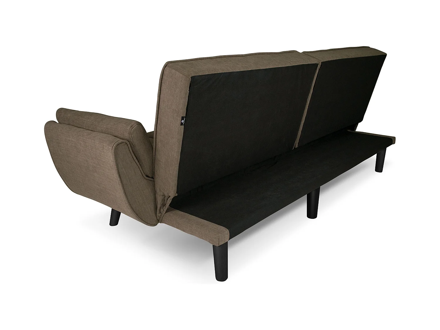 Divano letto clic clac in tessuto vellutato marrone - Ambra piede legno nero