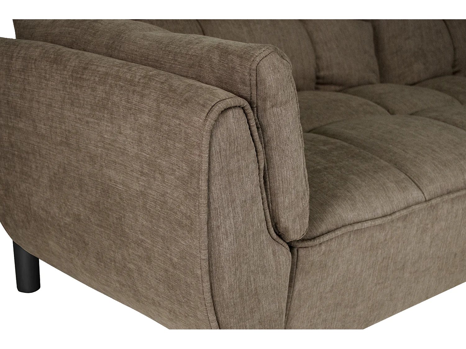 Divano letto clic clac in tessuto vellutato marrone - Ambra piede legno nero