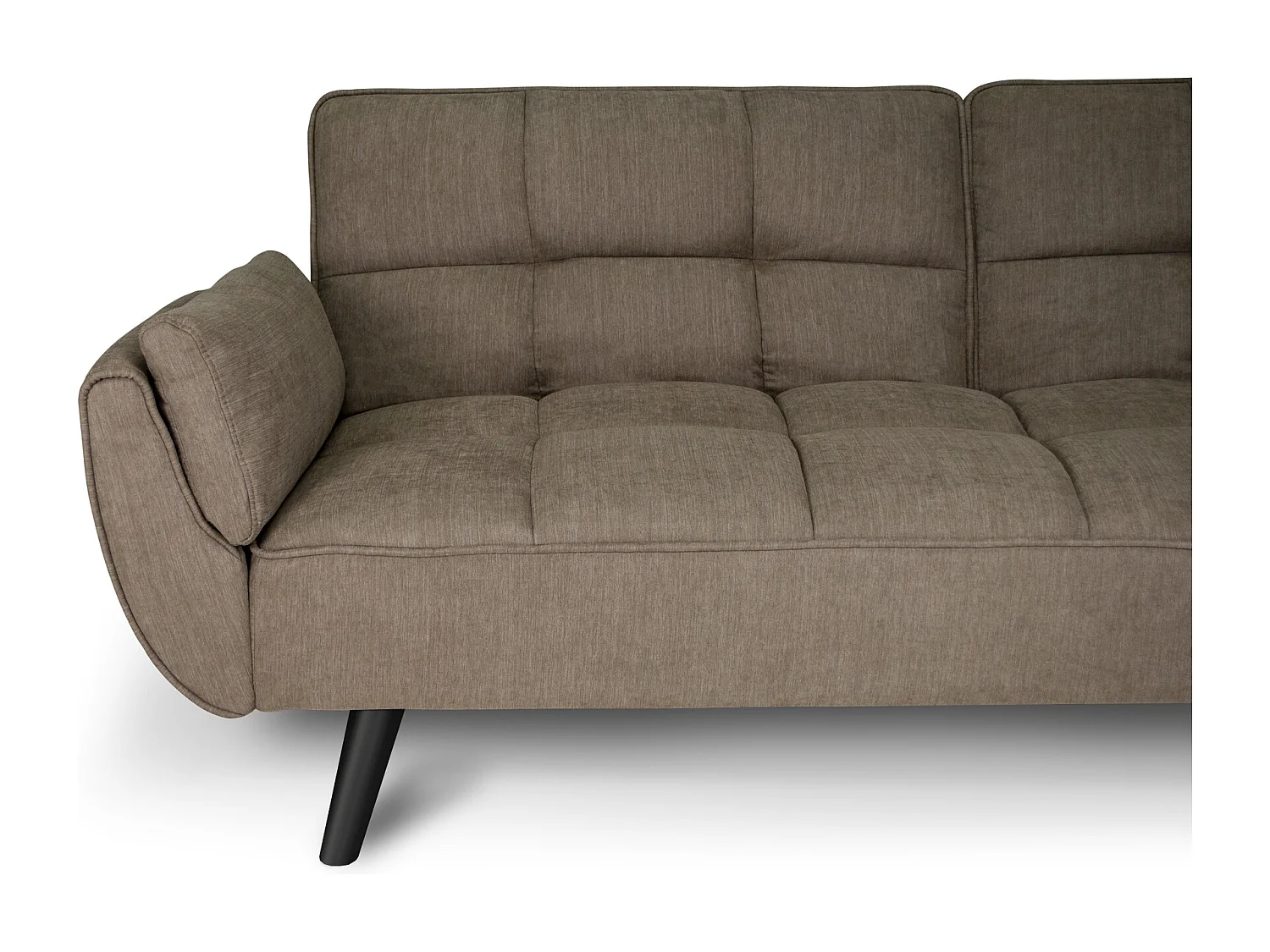 Divano letto clic clac in tessuto vellutato marrone - Ambra piede legno nero