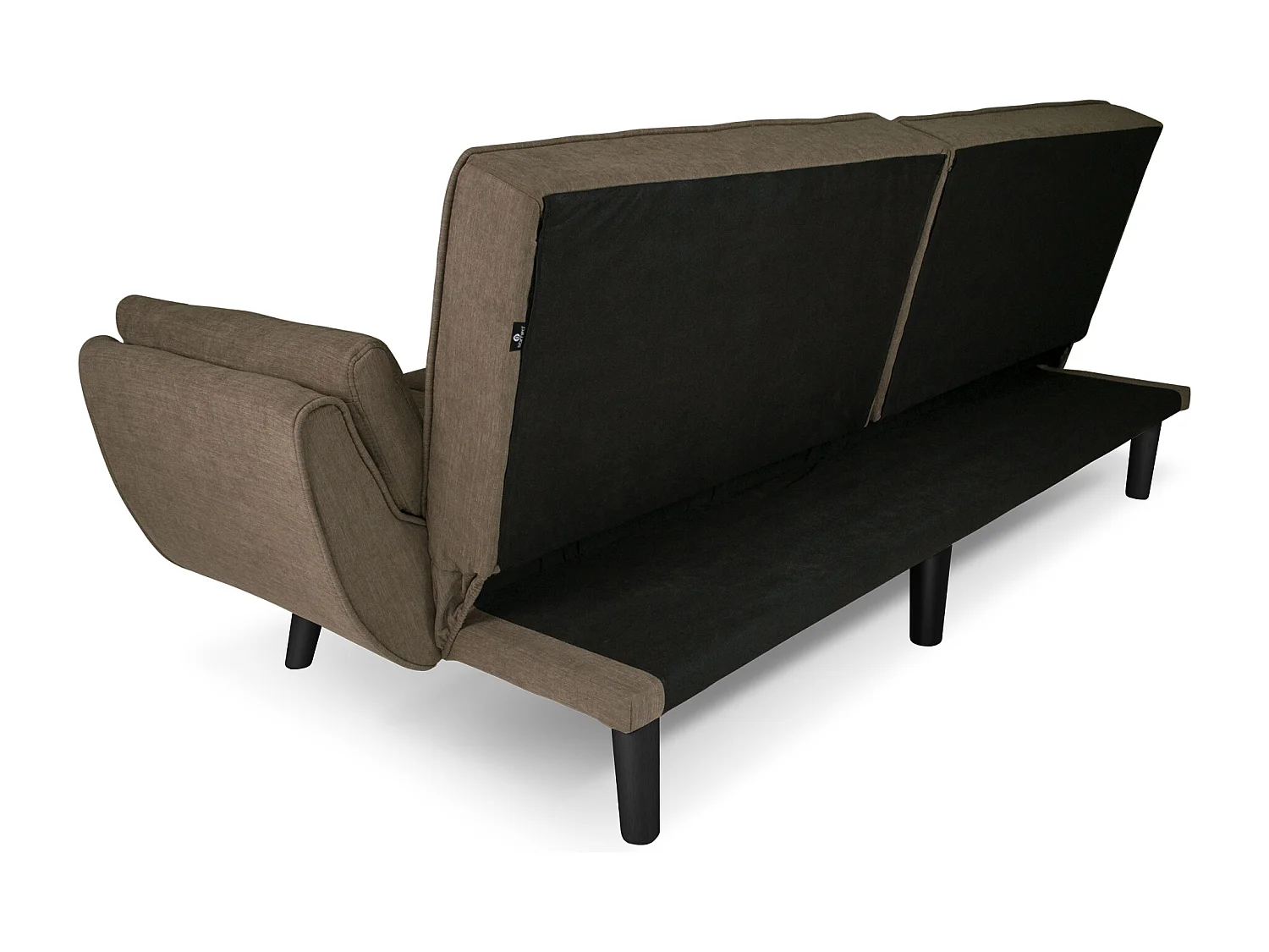 Divano letto clic clac in tessuto vellutato marrone - Ambra piede legno nero