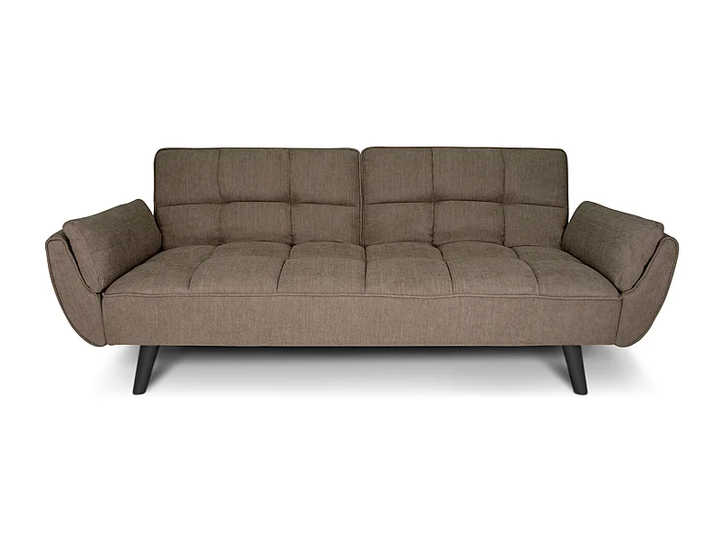 Divano letto clic clac in tessuto vellutato marrone - Ambra piede legno nero