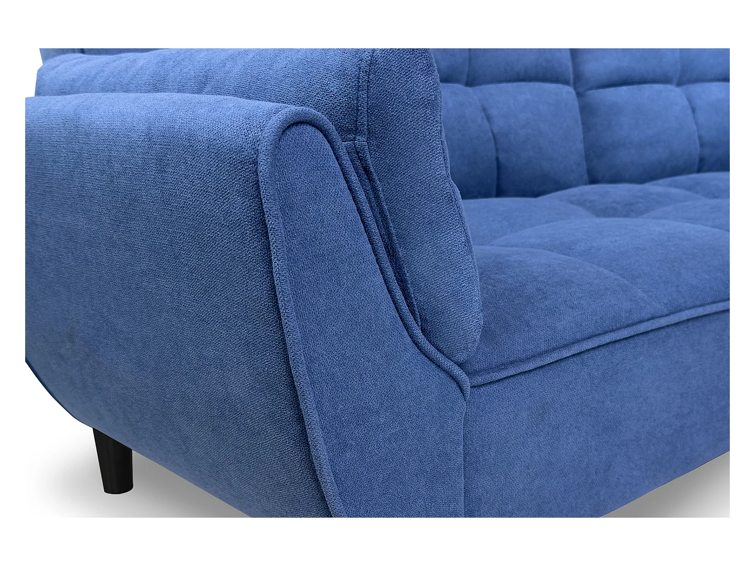 Divano letto clic clac in tessuto vellutato blu - Ambra piede legno nero